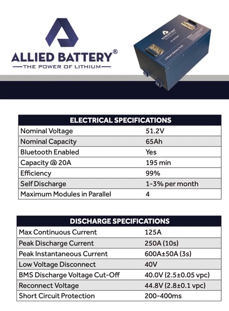 48v 105ah allied lithium battery, golf cart lithium battery, allied lithium batteries